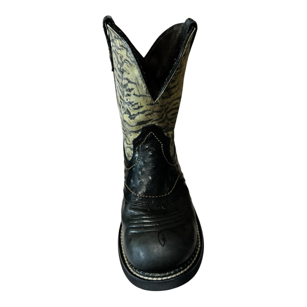 Justin Gypsy Women's Tiger Print Western Boots Size 9 Black Ostrich Print - Picture 3 of 10